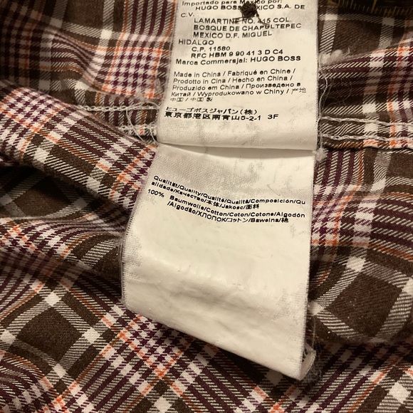 Hugo Boss Men’s Slim Fit Plaid Button Up Shirt Brown Long Sleeve - Picture 11 of 11